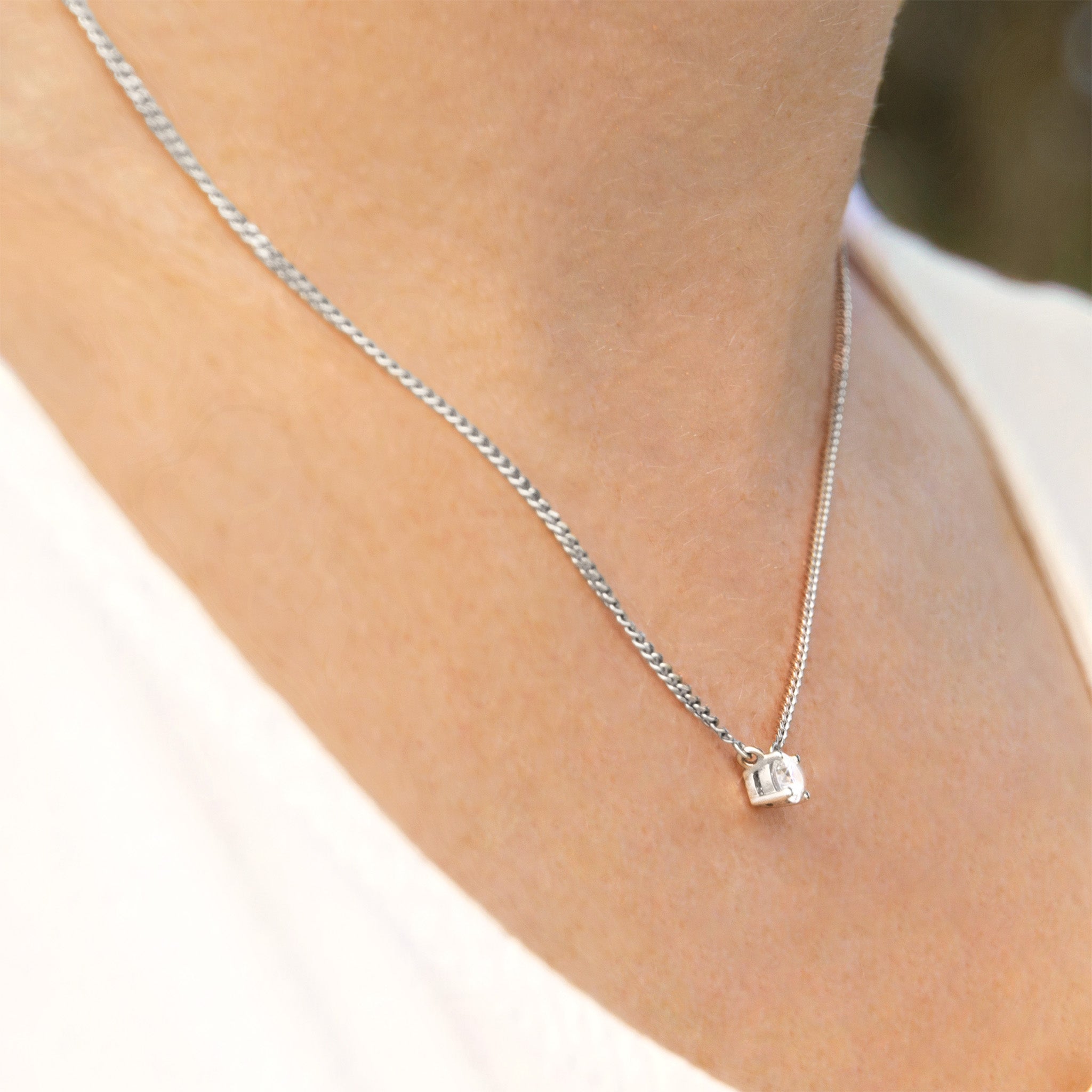 1/4 carat diamond necklace 4 prong basket setting round brilliant cut lab diamond Australia