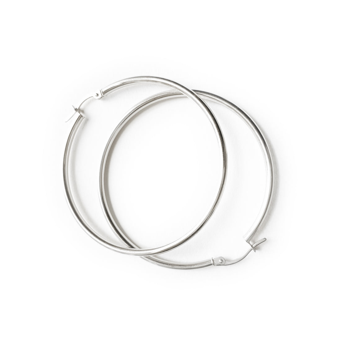 Solid White Gold Hoop Earrings