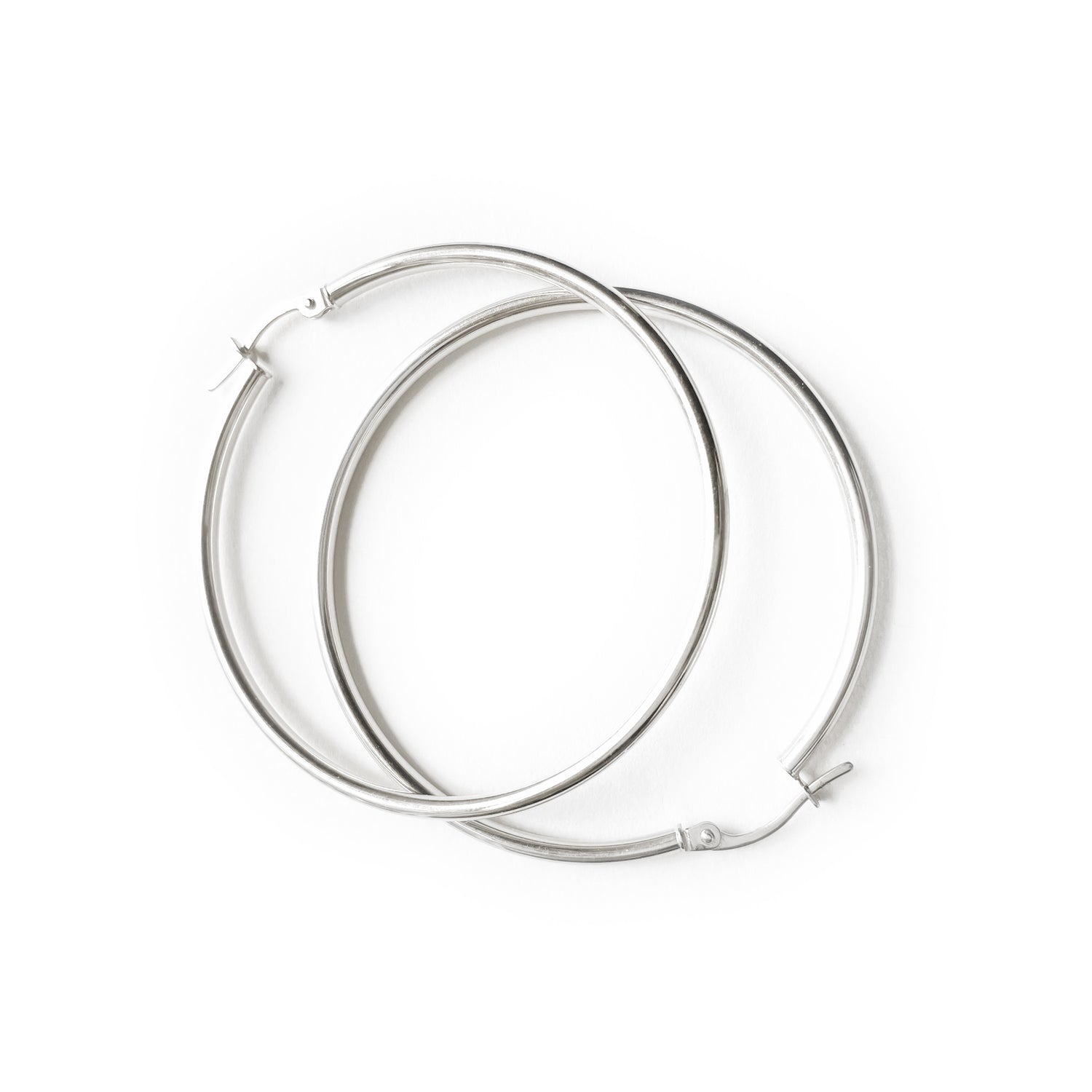 Solid White Gold Hoop Earrings