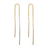 solid gold long threader earrings with chain and gold bars at ends