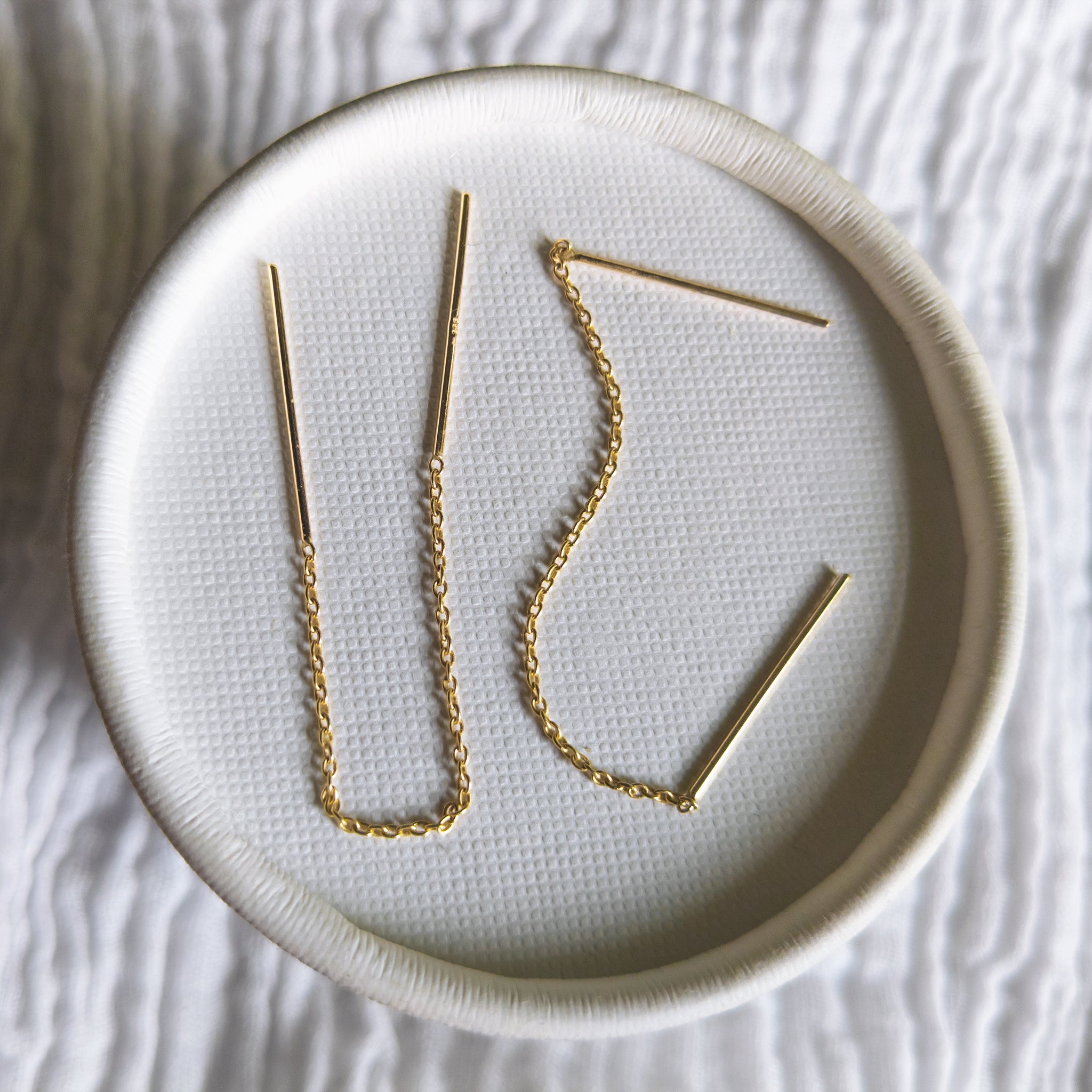 Strand Threader Chain Earrings - Yellow Gold