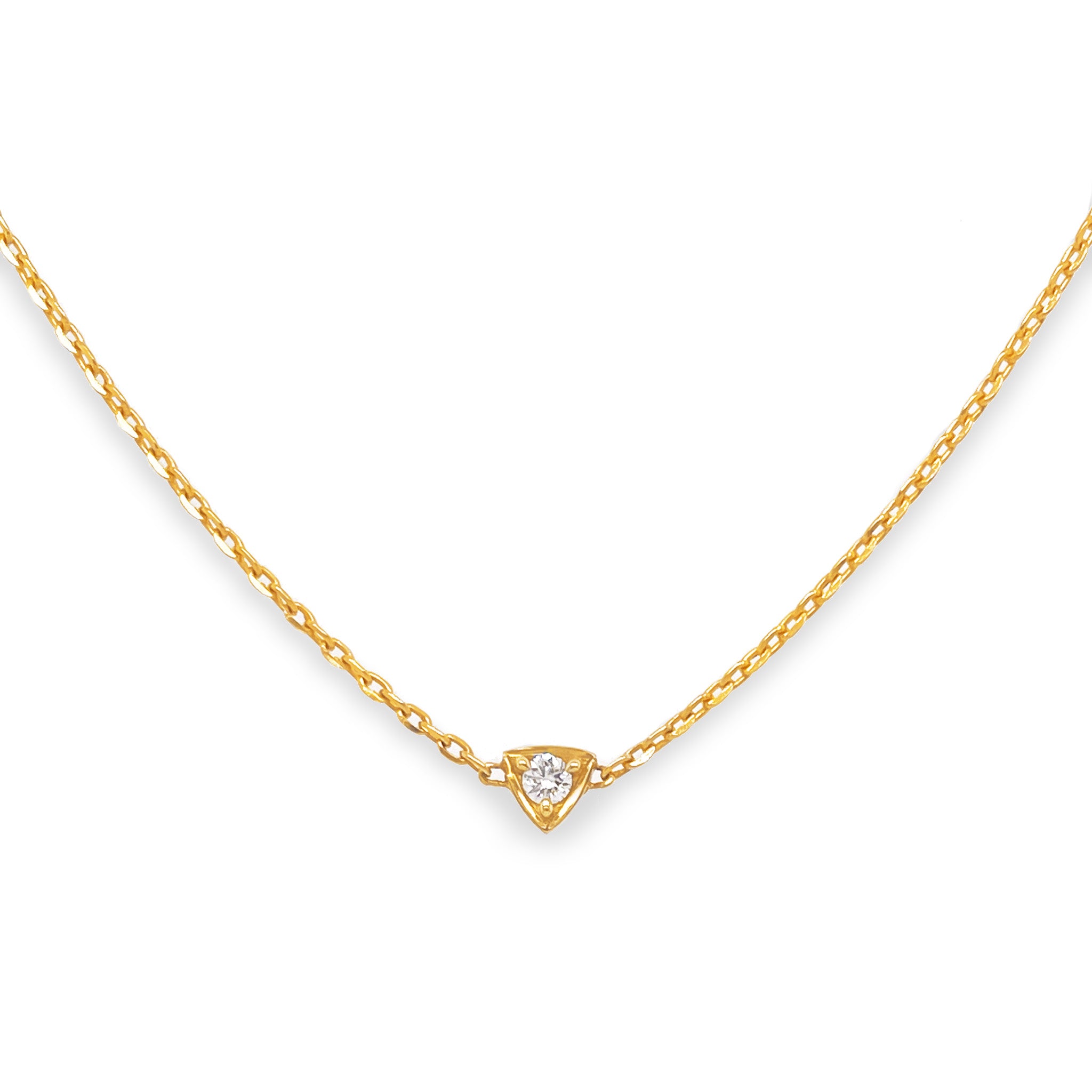 dainty diamond yellow gold necklace