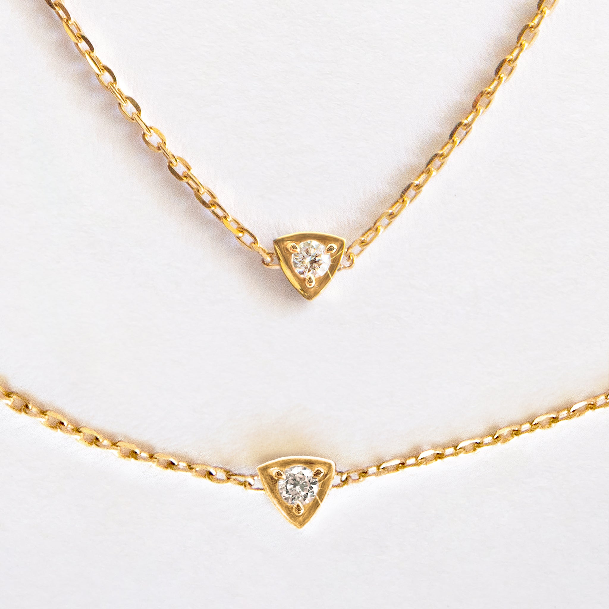 dainty diamond necklace and diamond bracelet set solid gold