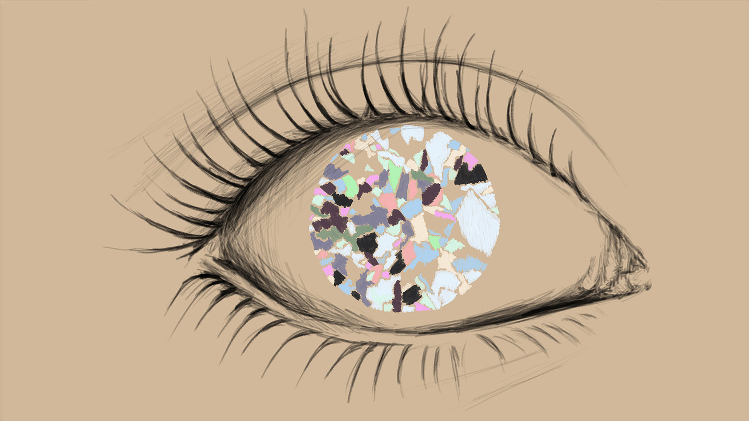 Drawing of a diamond inside a human eye