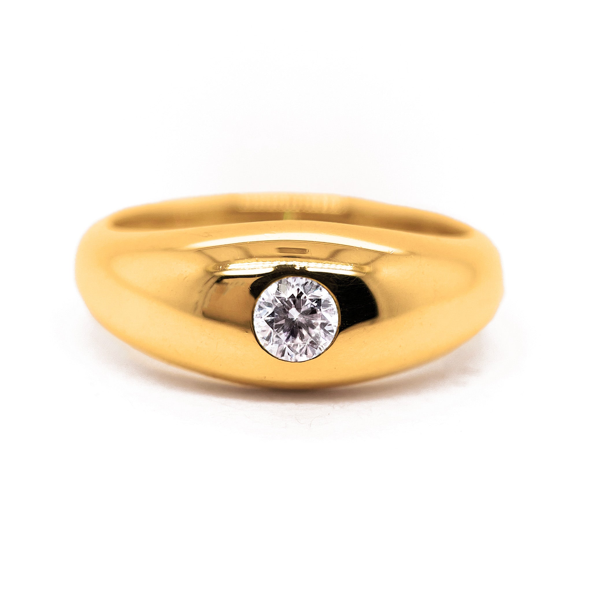 solid gold gypsy set tapered diamond ring