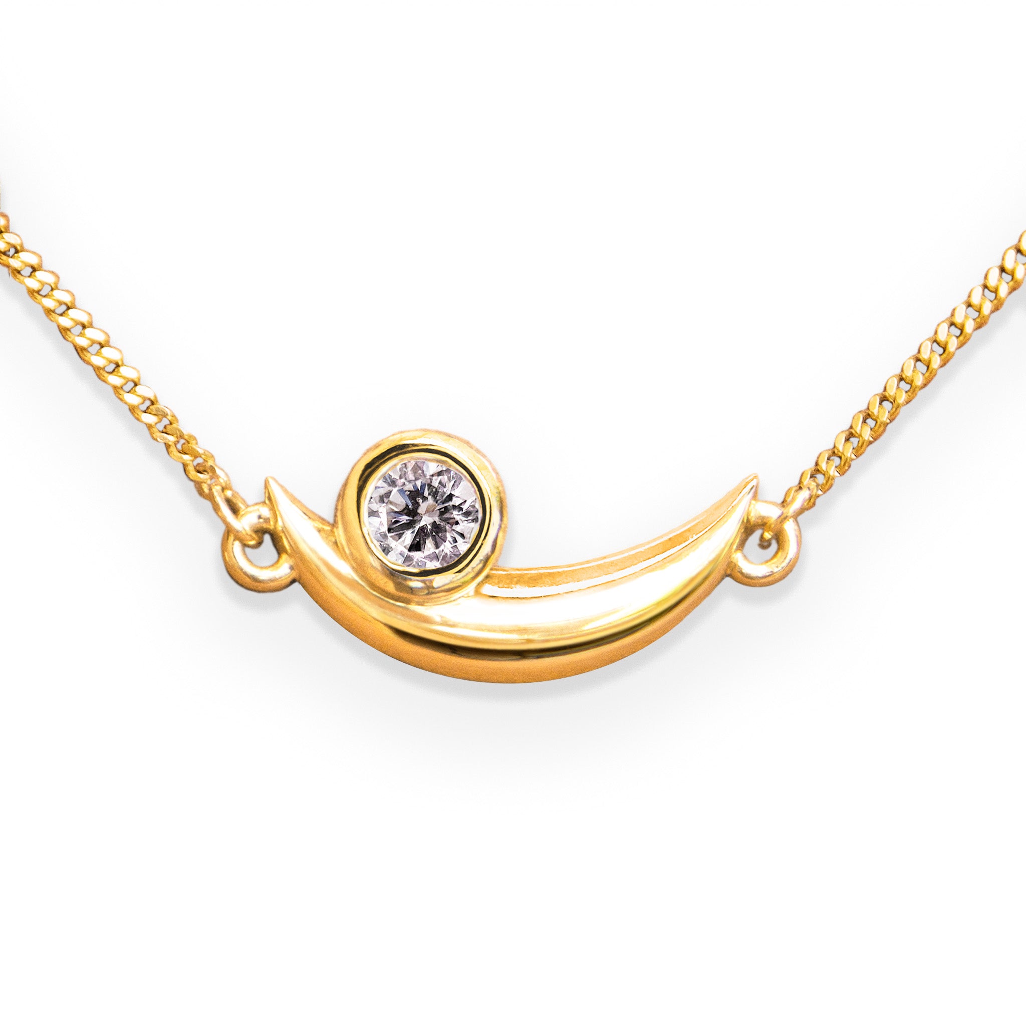 Solid yellow gold diamond pendant necklace
