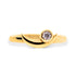 crescent shaped solid gold ring with bezel set diamond