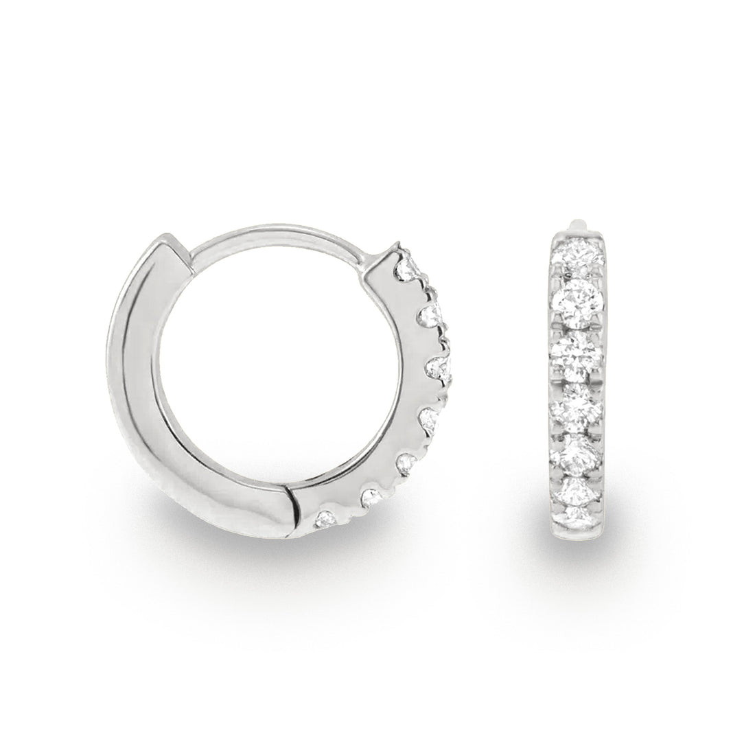 solid white gold diamond huggie hoop earrings australia