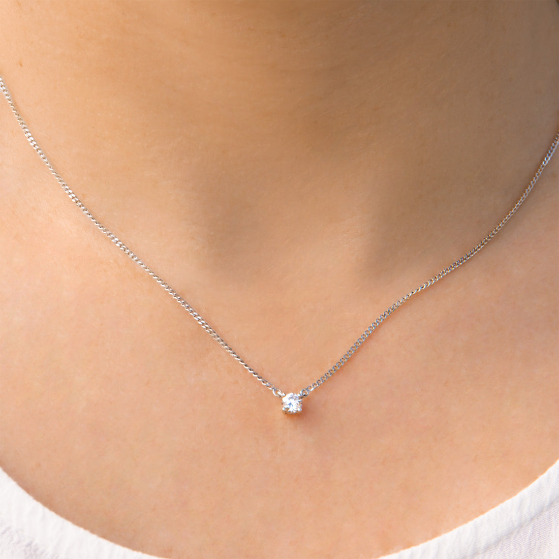 White gold lab diamond solitaire necklace AIANA jewellery made in Australia