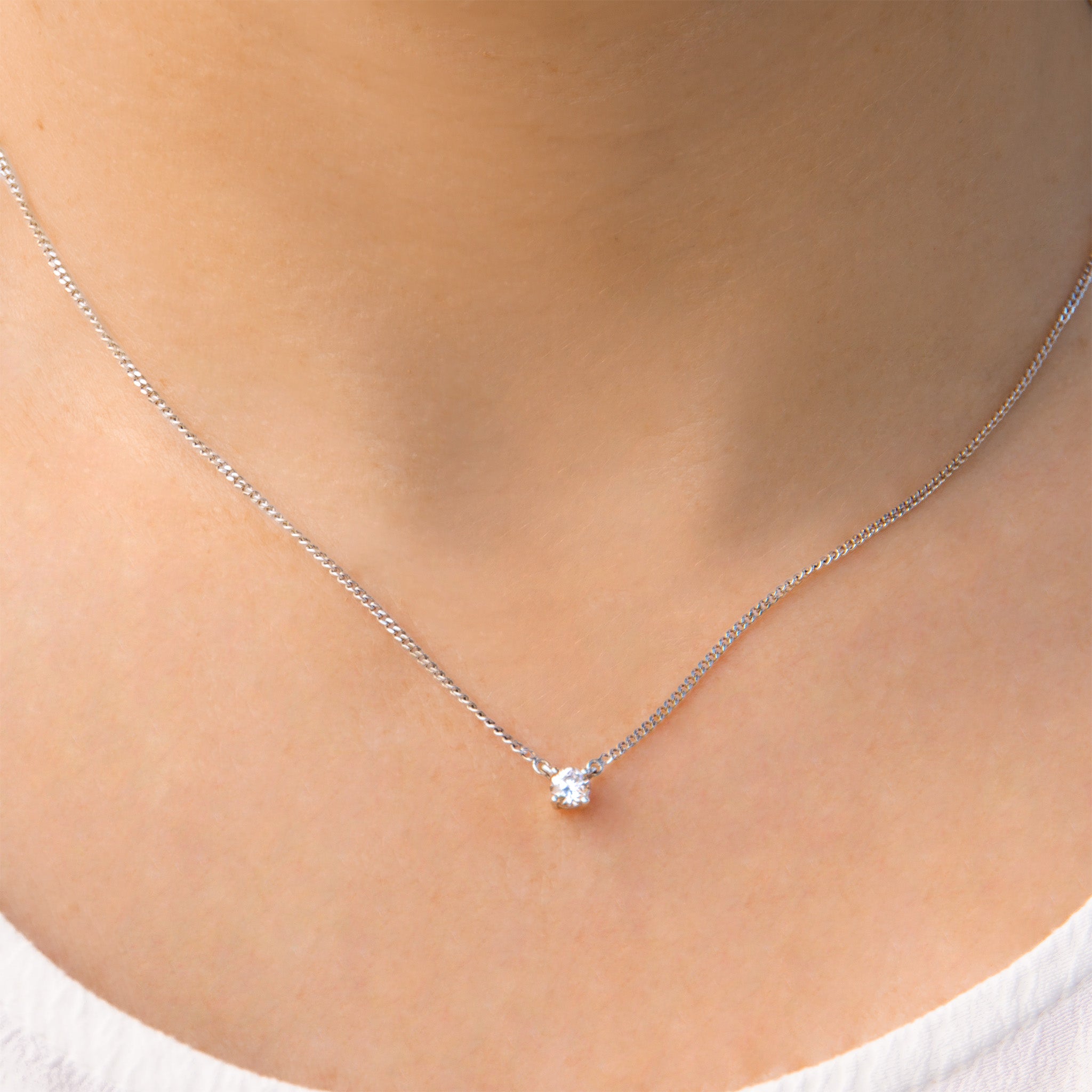 White gold lab diamond solitaire necklace AIANA jewellery made in Australia