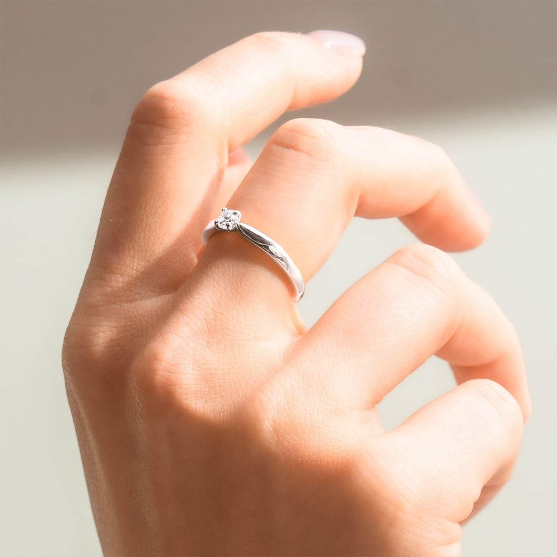 Solitaire lab diamond ring in white gold - AïANA