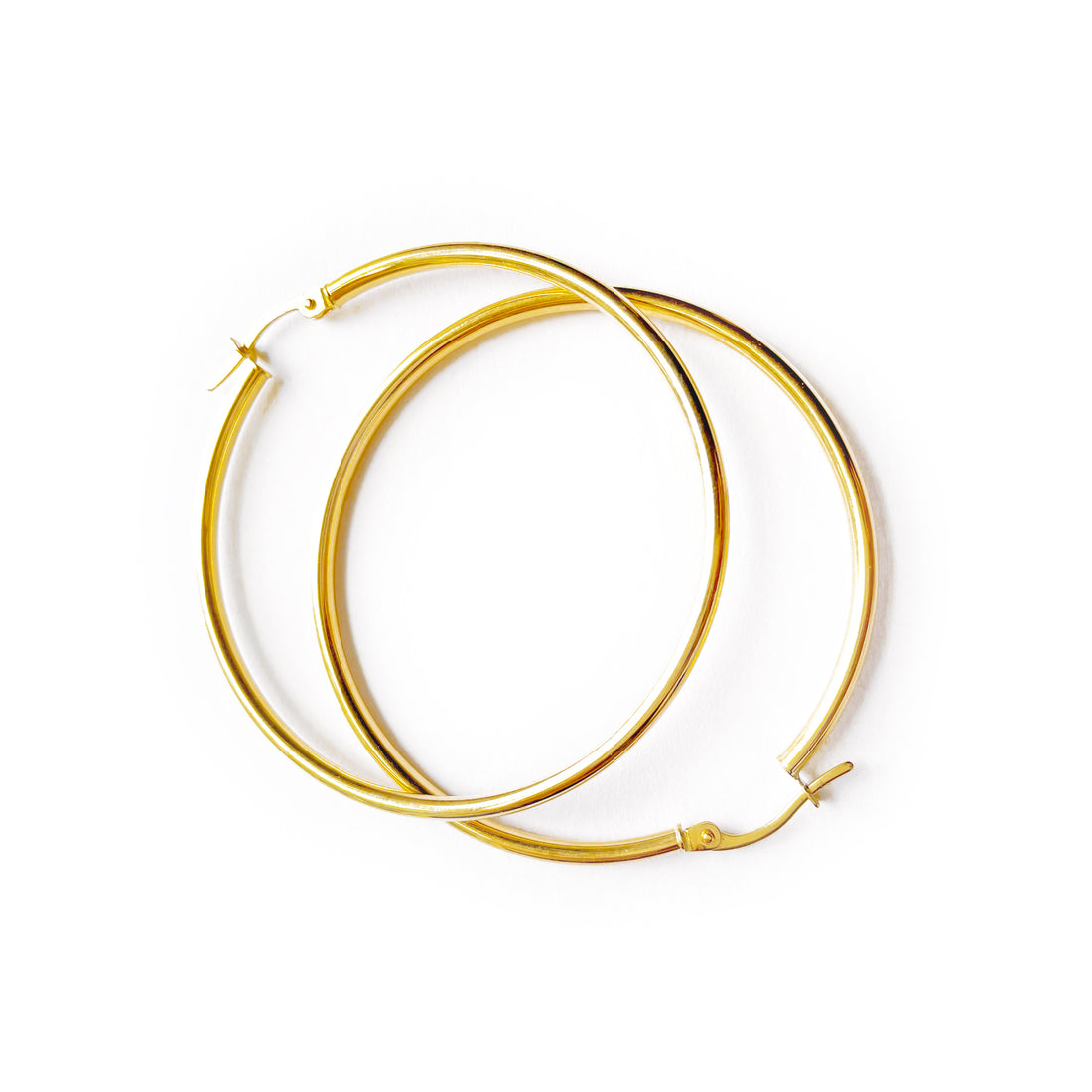 Solid Yellow Gold Hoop Earrings