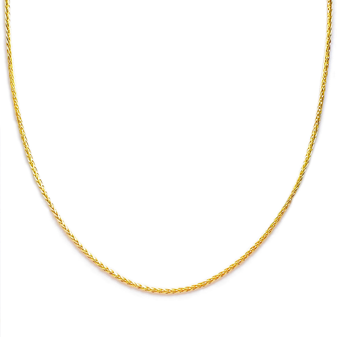 Solid Yellow Gold Wheat Chain Necklace
