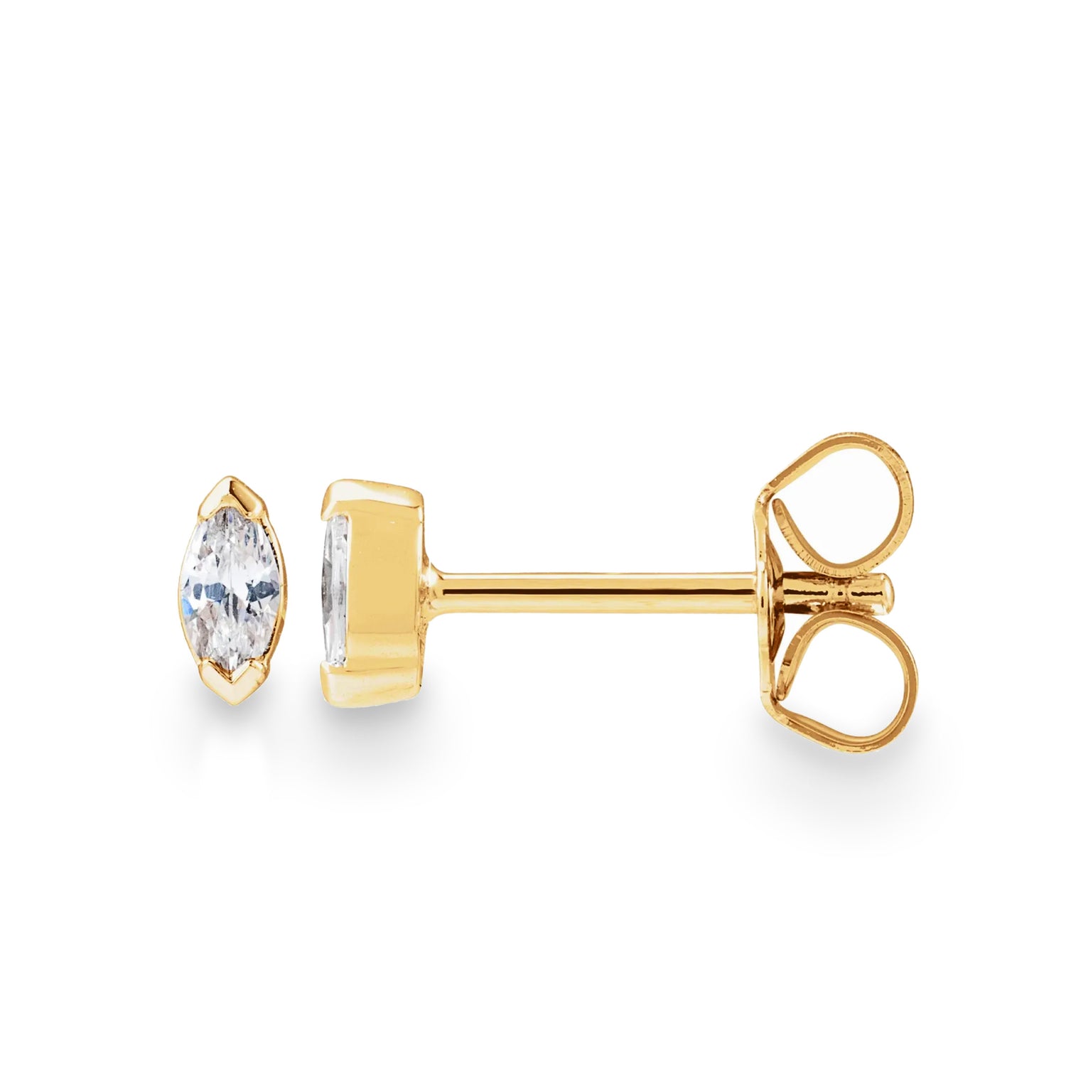 Marquise Mini Diamond Earrings - Yellow Gold