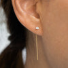 Oval Diamond Threader Earrings - Yellow Gold