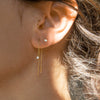 Oval Diamond Threader Earrings - Yellow Gold