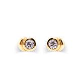 solid gold dome bezel set diamond stud earrings