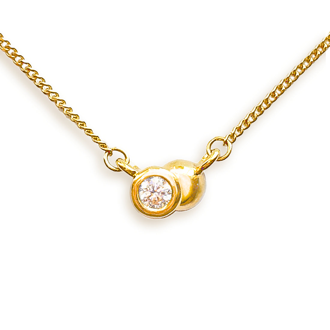 solid gold dome bezel set diamond necklace