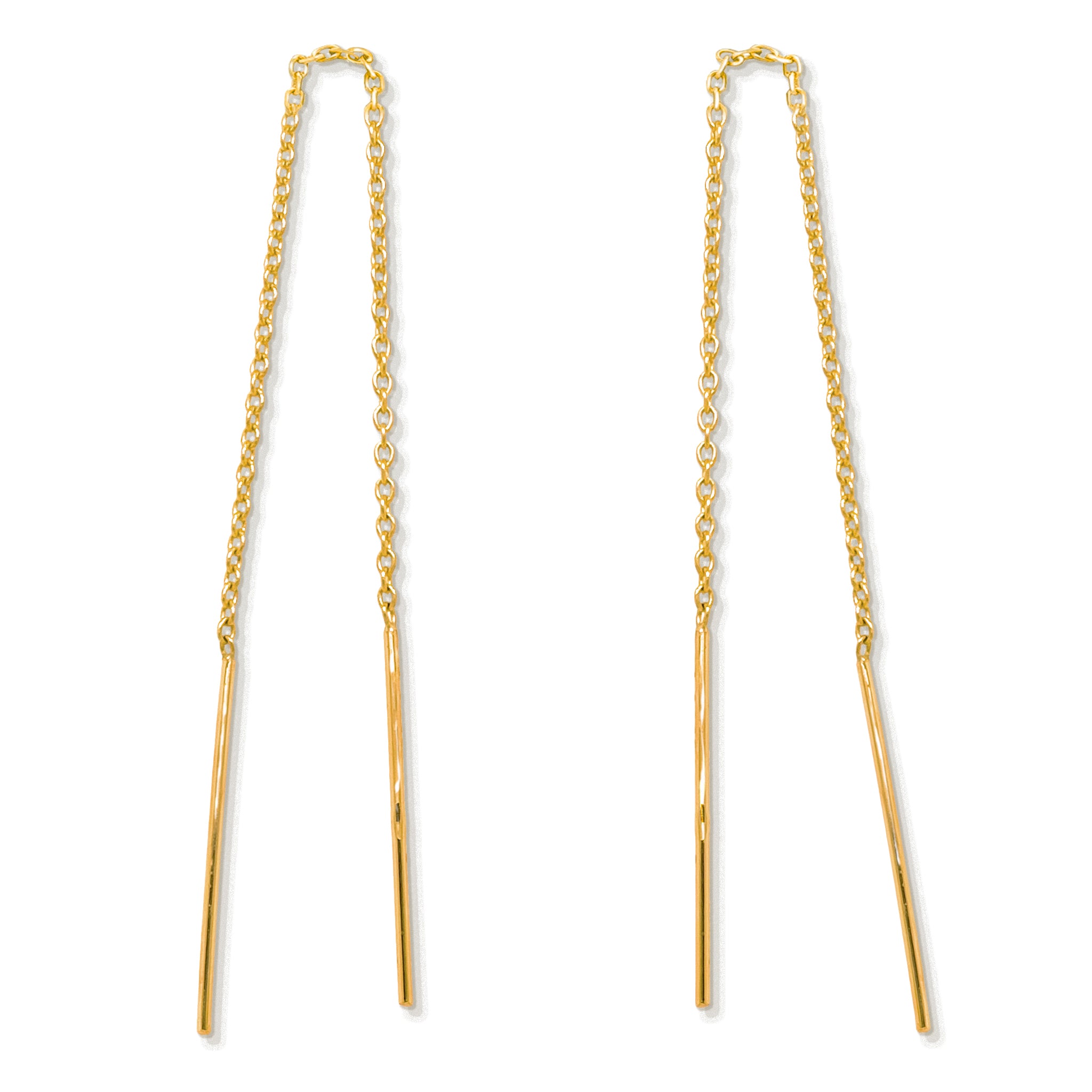 solid gold threader earrings