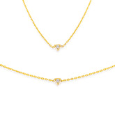dainty diamond necklace and diamond bracelet set solid gold