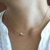 White gold lab diamond necklace styled