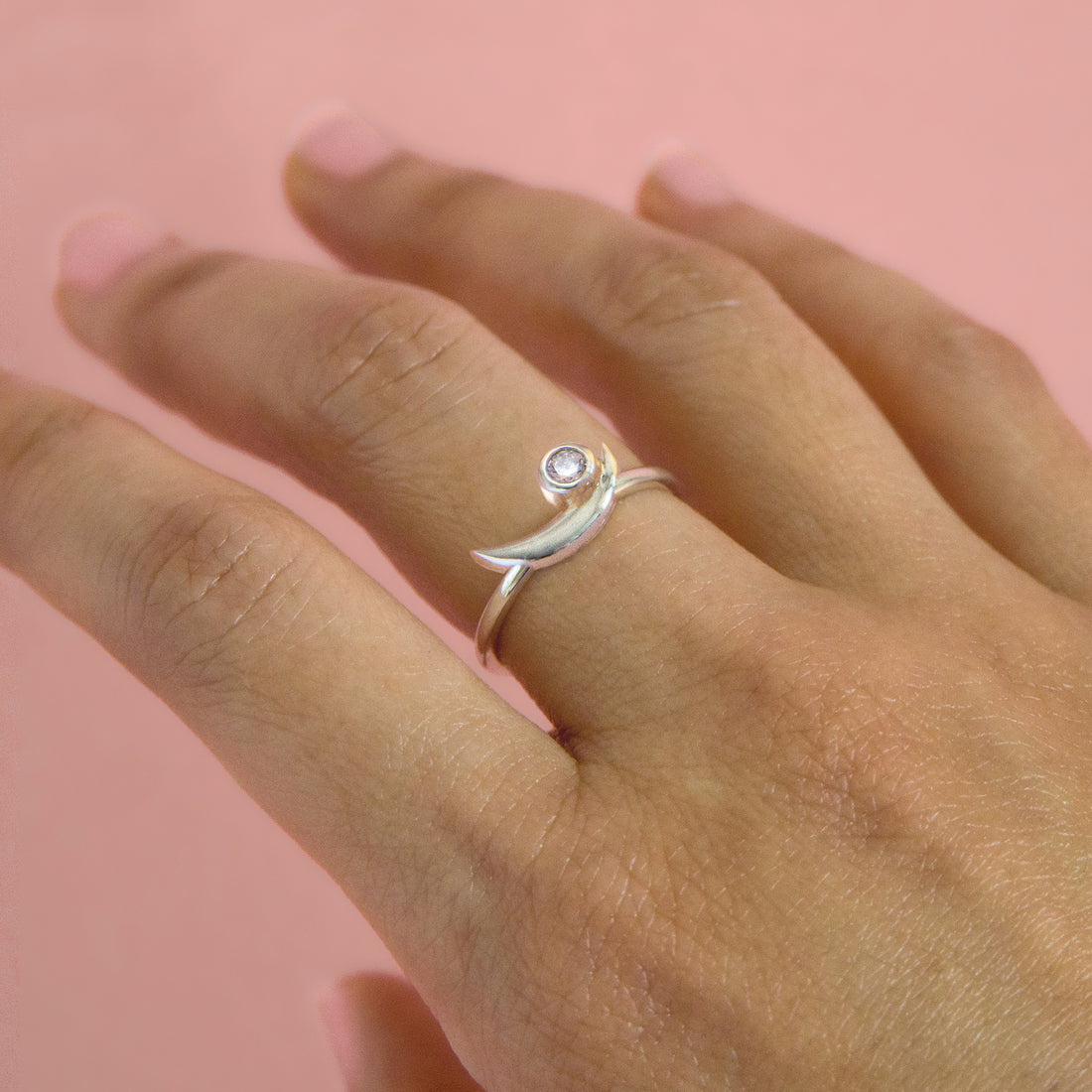 Modern bezel set white gold lab diamond ring