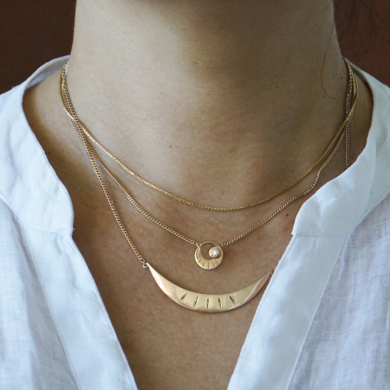 Solid gold yellow necklaces layered - AïANA