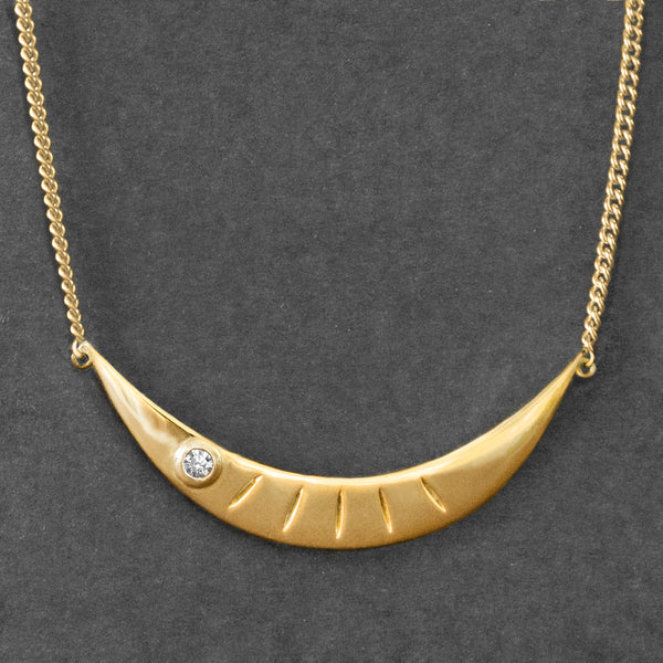 Croissant Diamond Necklace - Yellow Gold