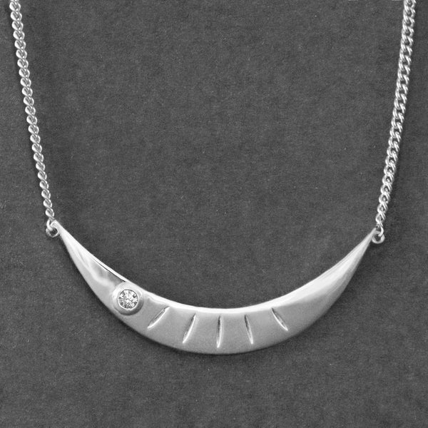 Croissant Diamond Necklace - White Gold