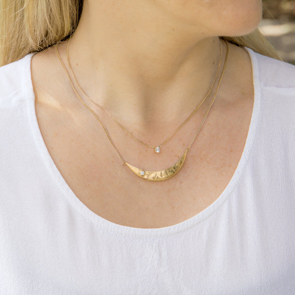 18k solid yellow gold diamond necklaces layered