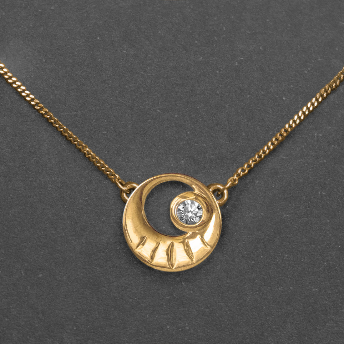 18k solid yellow gold pendant diamond necklace - AïANA