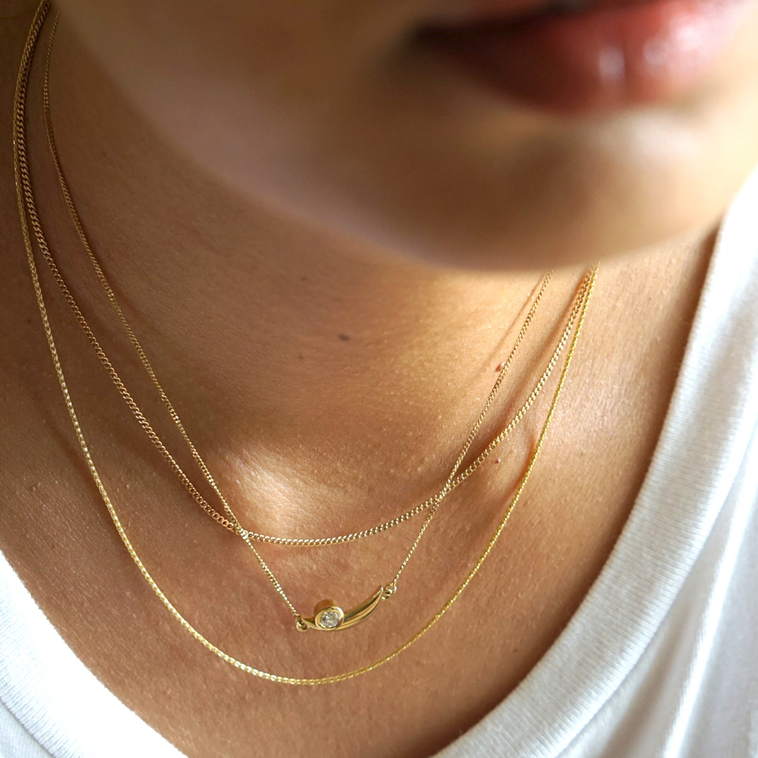Yellow gold layered necklaces by AïANA