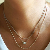 white gold chain stack diamond necklace - AïANA