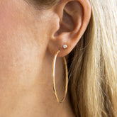 Gold hoop and diamond earrings stack - AïANA