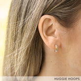white gold huggie hoop earring - AïANA