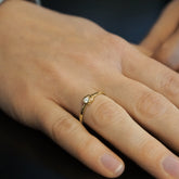 Modern bezel set diamond ring in yellow gold - AiANA