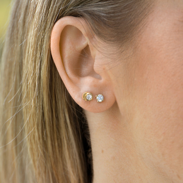 Modern bezel set diamond earring stack - AiANA