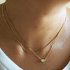 Bezel set diamond gold necklace and curb chain - AïANA