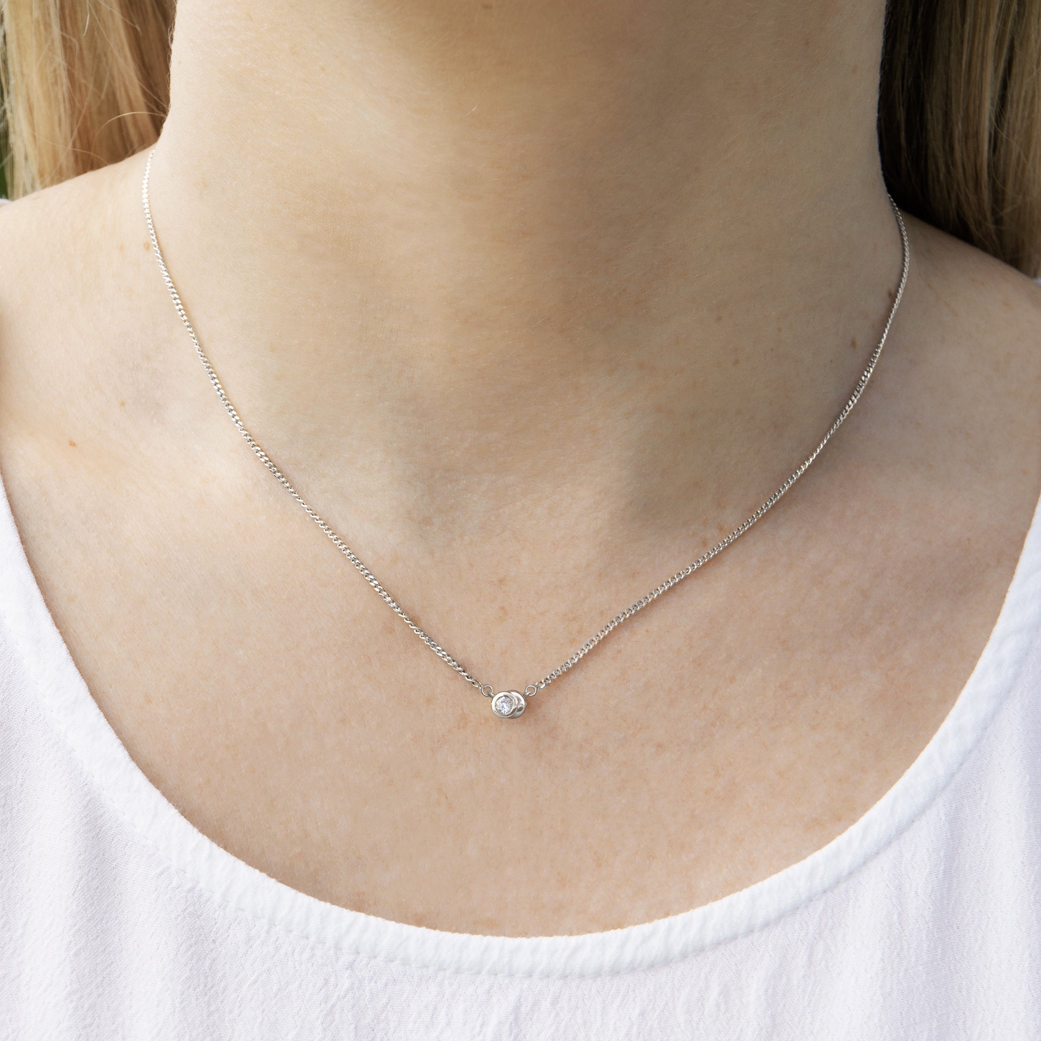 Modern bezel set diamond necklace - AiANA